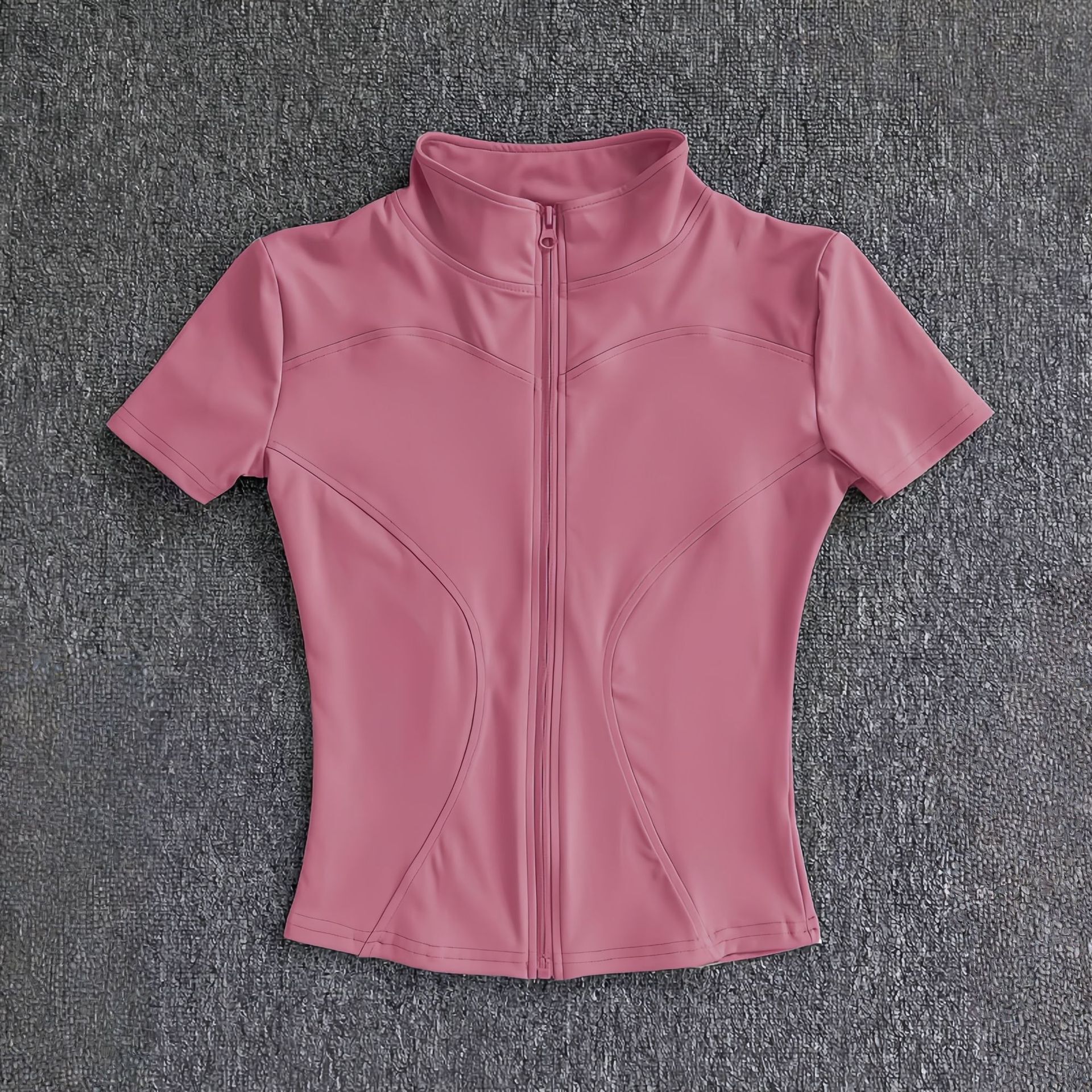 Yoga women's summer new tight t-shirt sports short-sleeved zipper top professional running Pilates fitness clothes 26Y0916