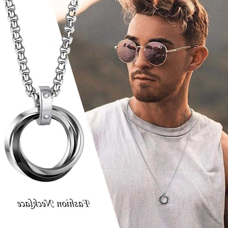Simple Interlocked Casual 3 Circle Necklace for Men Women Chain Round Circle Pendant Stainless Steel Hippie Neck Collar JewelryT260916
