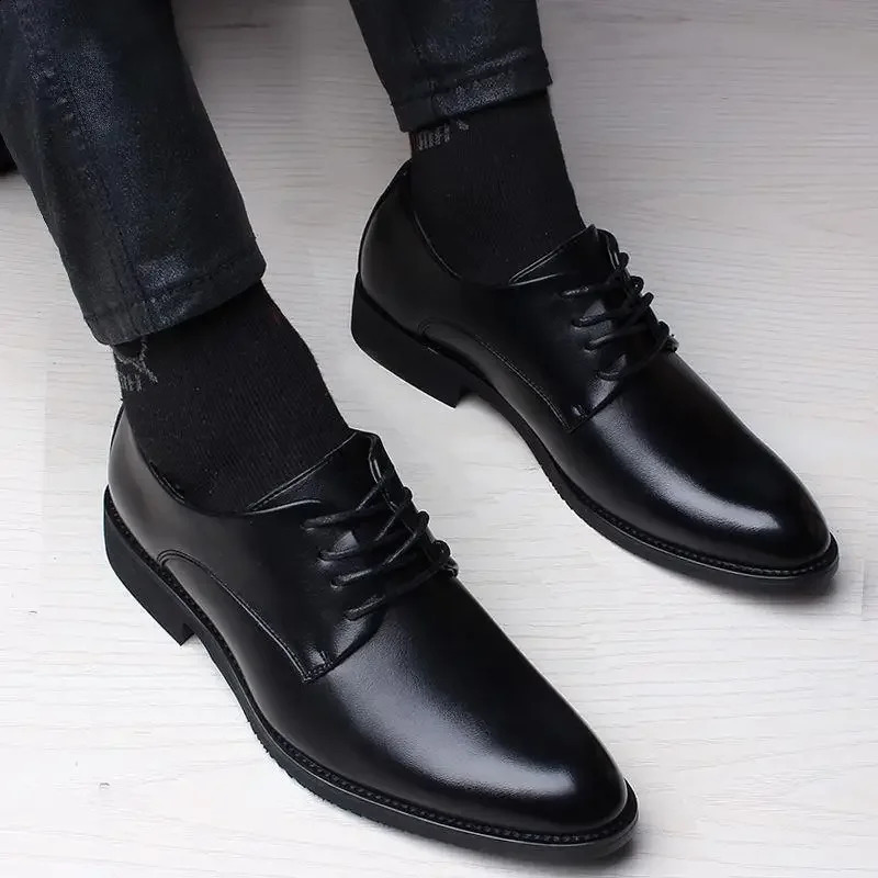 Social Shoe for Men Natural Gumrukfree Genuine Leather Oxfords Shoes Lace Up Dress Man Footwear Cowhide Gentleman Suit 39 Black 260917