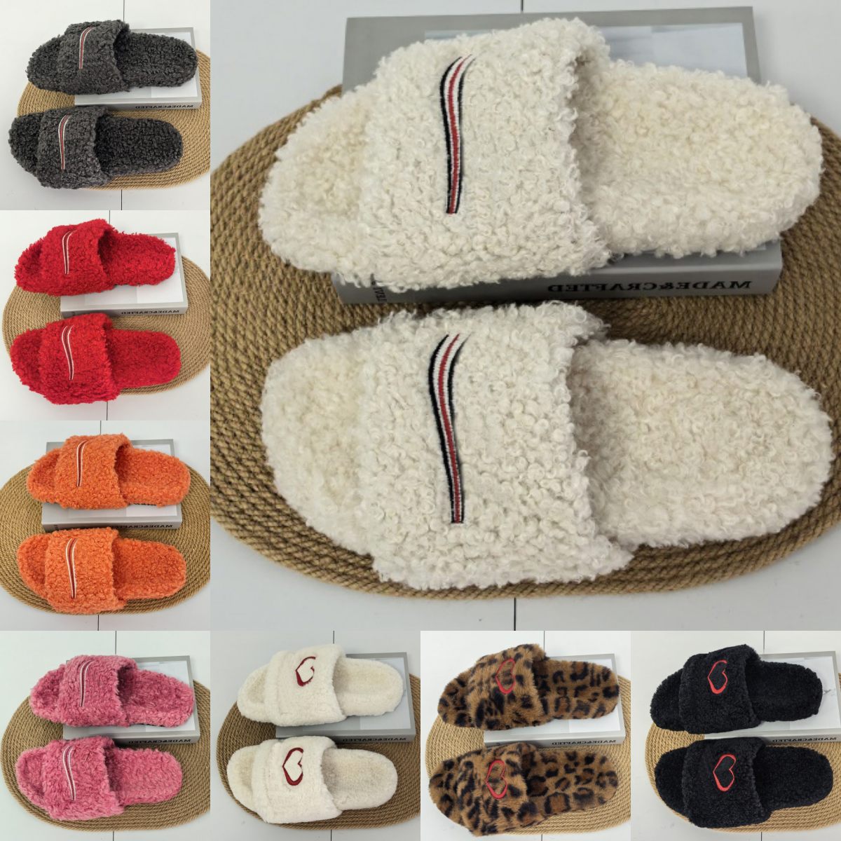 Luxury Triangle Slides Designer Mens Womens Slippers Ladies Wool Winter Fur Fluffy Furry Warm Letters Sandals Comfortable Fuzzy Girl Paris Flip Flop