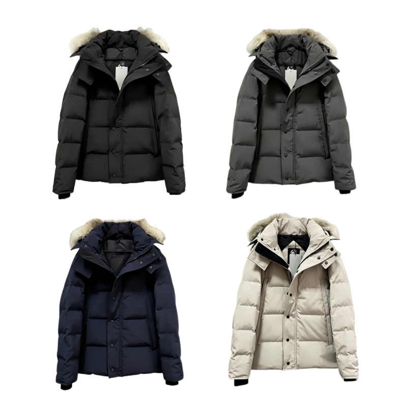 Designer Mens Winter Jacket Doudoune Jacket Wyndham Parka Homme Warm Outerwear Wolf Fur Hooded Fourrure Manteau Jacket Coat Hiver red Black Badge Ja