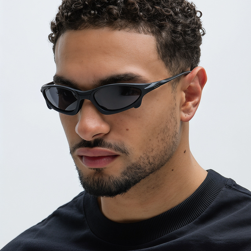 Cyberpunk men, outdoor cycling glasses, colorful reflective sports mountaineering goggles, European and American style sunglasses for women