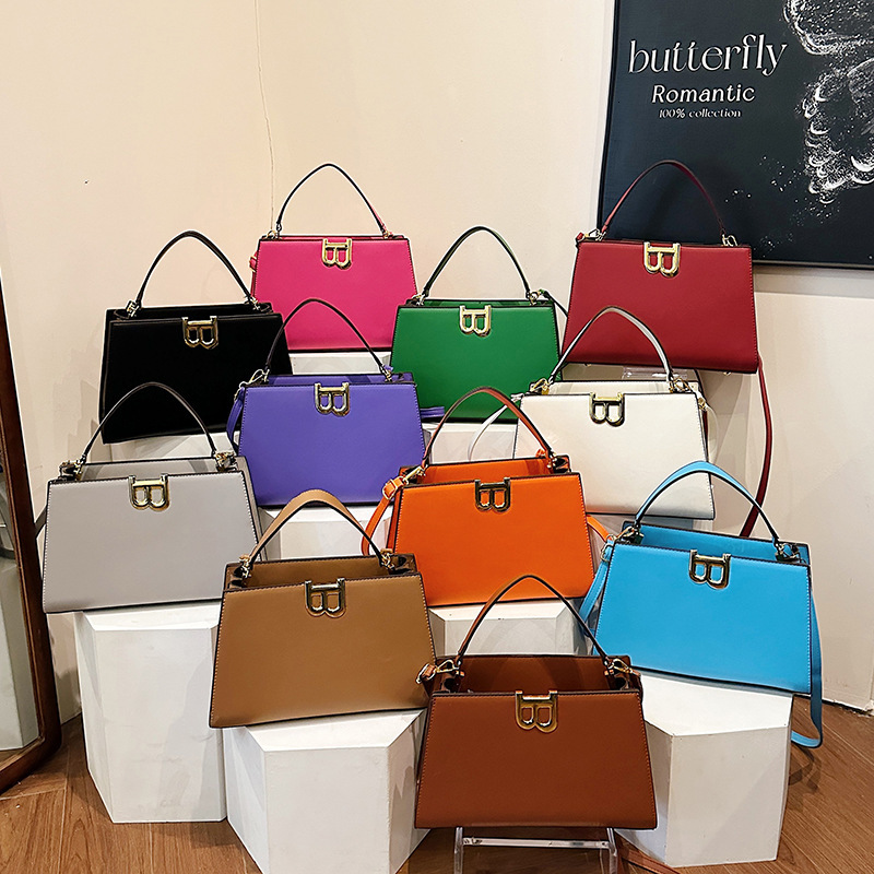 TB BHULAMTE Multi-Color Vintage Hardware Buckle Handbag, Fashionable And Simple Shoulder Bag, New Cross-Border Solid Color Children's Bag