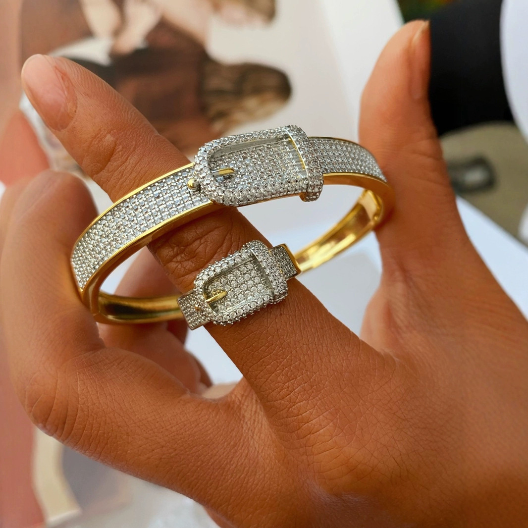 Luxury Designer Hip-hop Fashion Minimalist Statement Belt, Cubic Zirconia Bracelet, Western Punk Streetwear Accessories