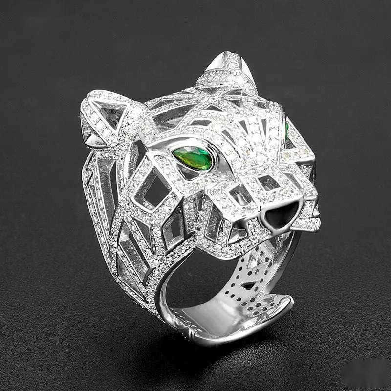 Rings Band Solitaire Ring Zlxgirl Jewelry Rhodium Silver Plated Color Leopard Animal Finger Rings For Men Party Gifts Cubic Zircon Copper Rings S260