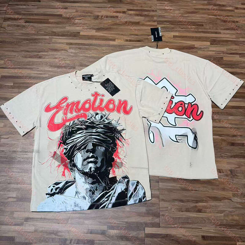 Mens Tshirts Rhinestone Mixed Emotion Tshirts Designer Y2k Shirt Comfortable Ventilation Graphic Tee Summer Loose Fit Campus Shirt Casual Shirts Hip
