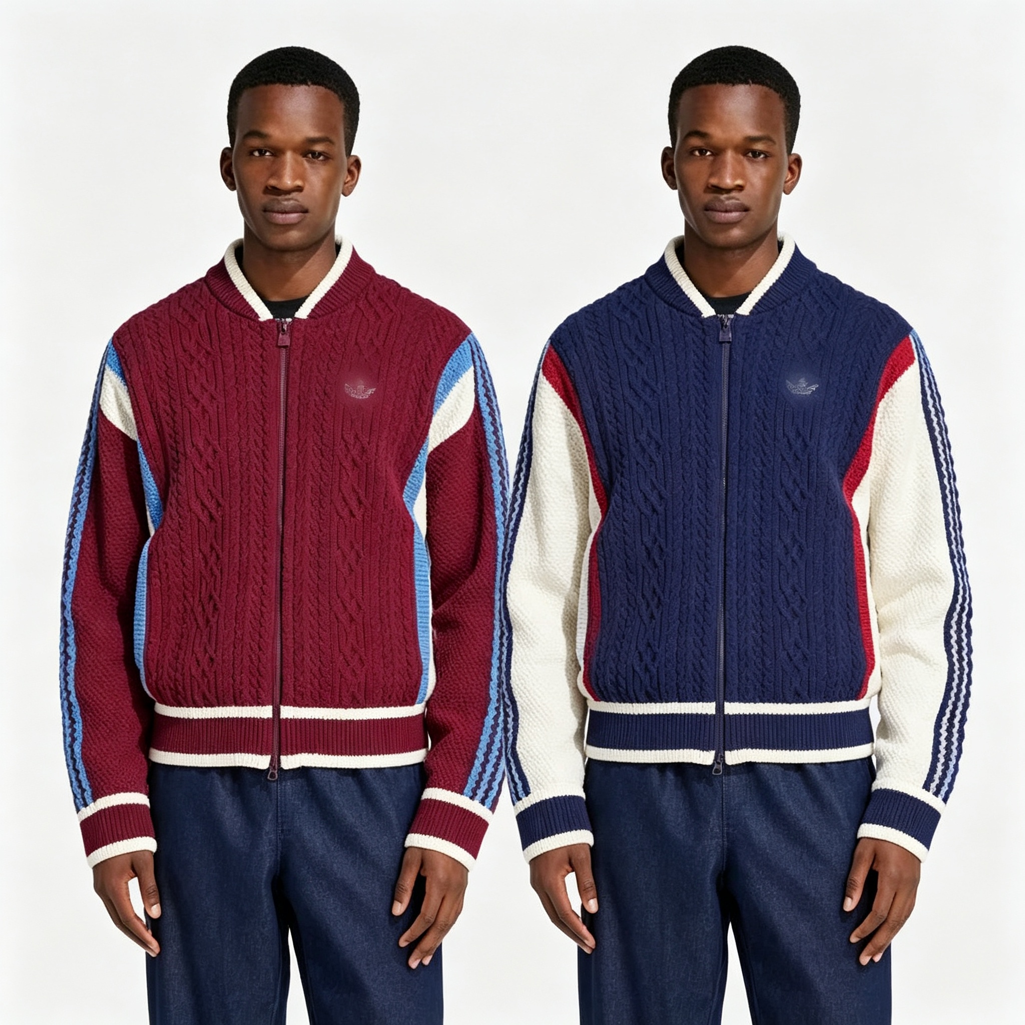 2026New Arrival Designer Style Men's Clover Varsity Baseball Jacket Zip Up Color Block Striped Sleeve Fashion Trendy Casual Streetwear