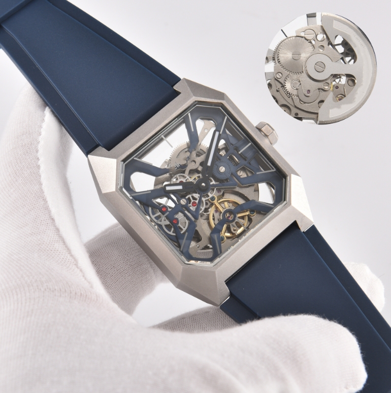 MEN New BELity ROSity Watches Automatic mechanical Hollowed-out bottom wristwatches High Quality Luxury Brand Chronograph rubber Clock l Belt Waal t