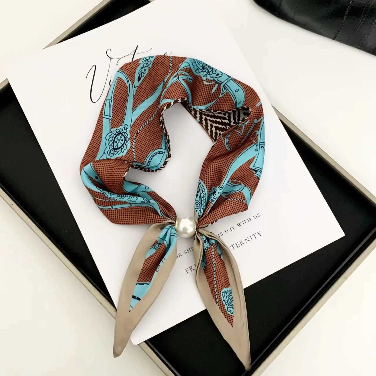 Korean Style Elegant Pearl Magnetic Scarf Women Summer Versatile Breathable Neckerchief Fashion cessory Neck Wrap Scarves Q260916