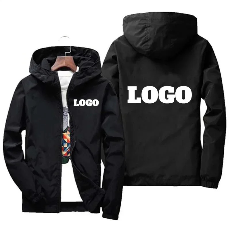 Customized Name Autumn Jacket Men's Waterproof Windbreaker Casual Clothing Plus Size 7Xl Black Outdoor Sportswear 260916