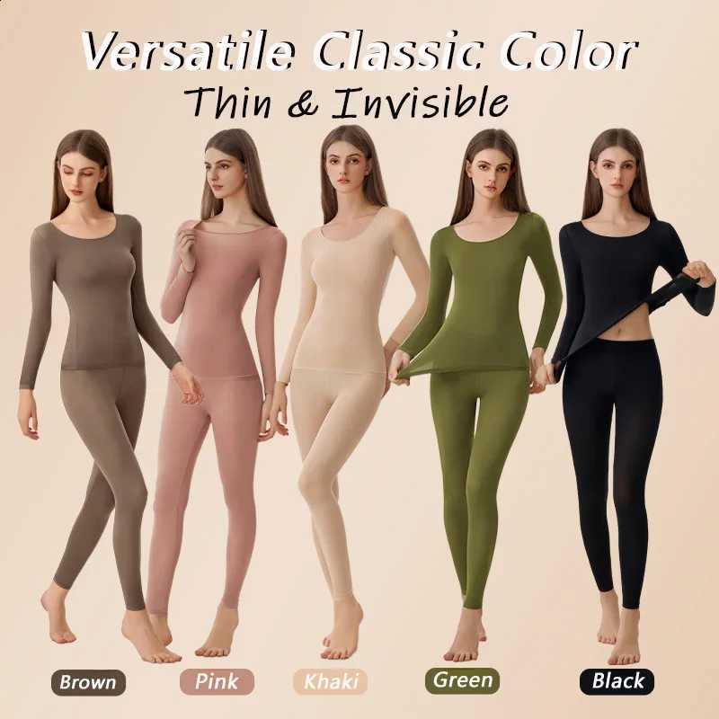 Women's Seamless Thermal Underwear Ultra-thin Set Breathable Comfortable Long Sleeve Slim Fit Base Top Highly Elastic Set H260916