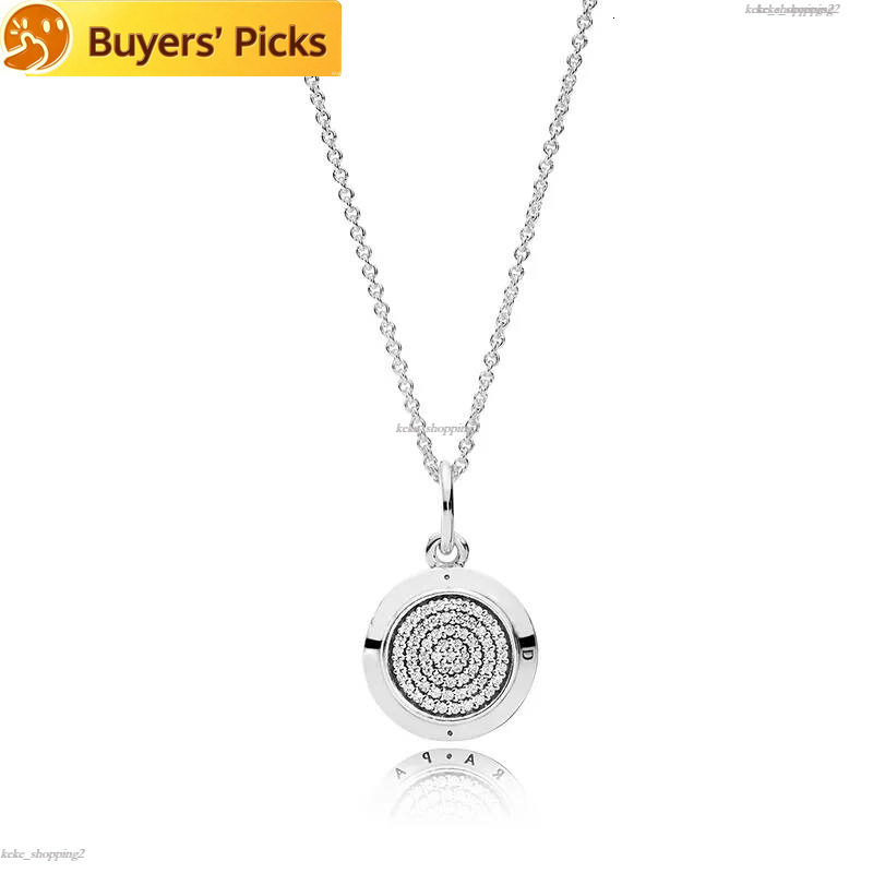 Pave Disc Pendant Authentic 925 Sterling Silver designer Necklace Women Wedding Party Jewelry Diamond necklace with Luxurious Retail Box Set