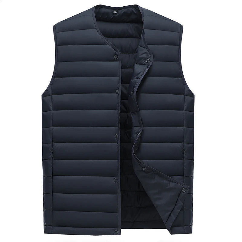 Spring Autumn Men's Waistcoat Ultra Light Cotton Vest Men Without Collar Waterproof Sleeveless Warm Male Slim Clothes 260916