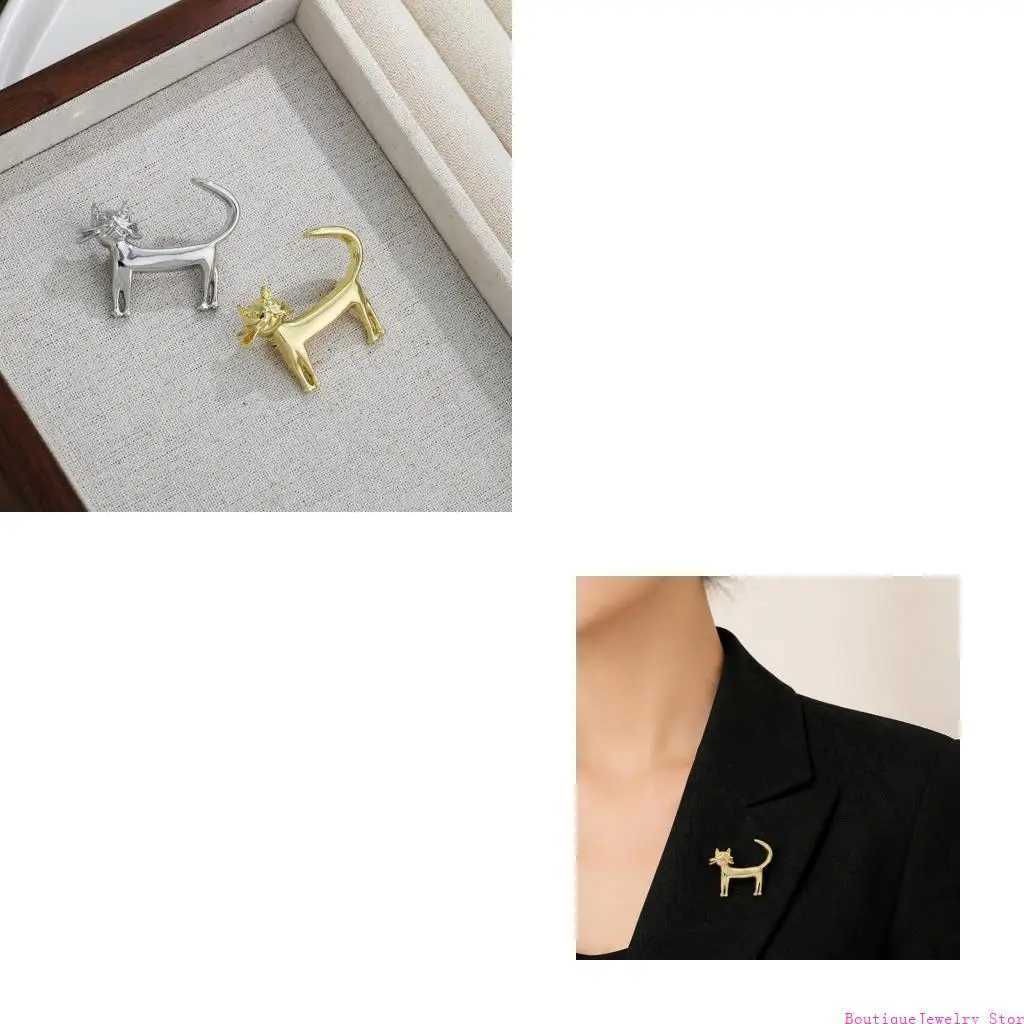 Lightweight Animal Brooch E1PE Pin for Women Alloy Lapel Corsage with Raised Tail Design for Collars Scarves Jackets and Bags J260915