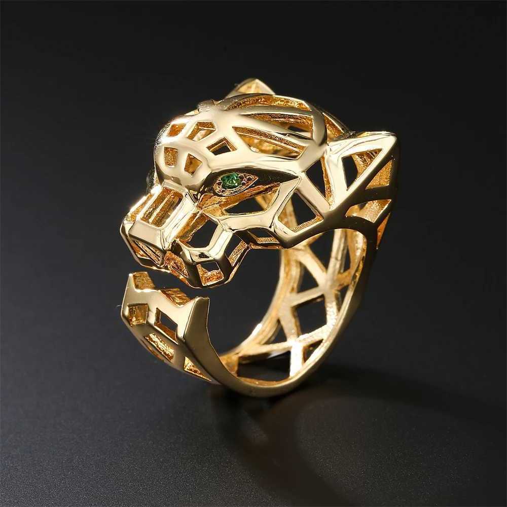 New 2025 Statement Big Animal Ring For Women Girl Party Jewelry Gold Color Hollow Leopard Open Ring S2609165Q4W