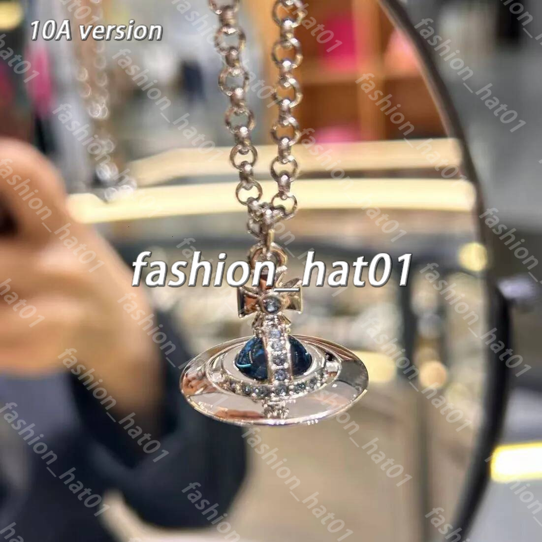 2026 AAA hot sales Designer Vivienes Highquality Queen Mother Mediumsized Threedimensional Glass Bead Planet Necklace Unisex Punkstyl Viviane Neckla