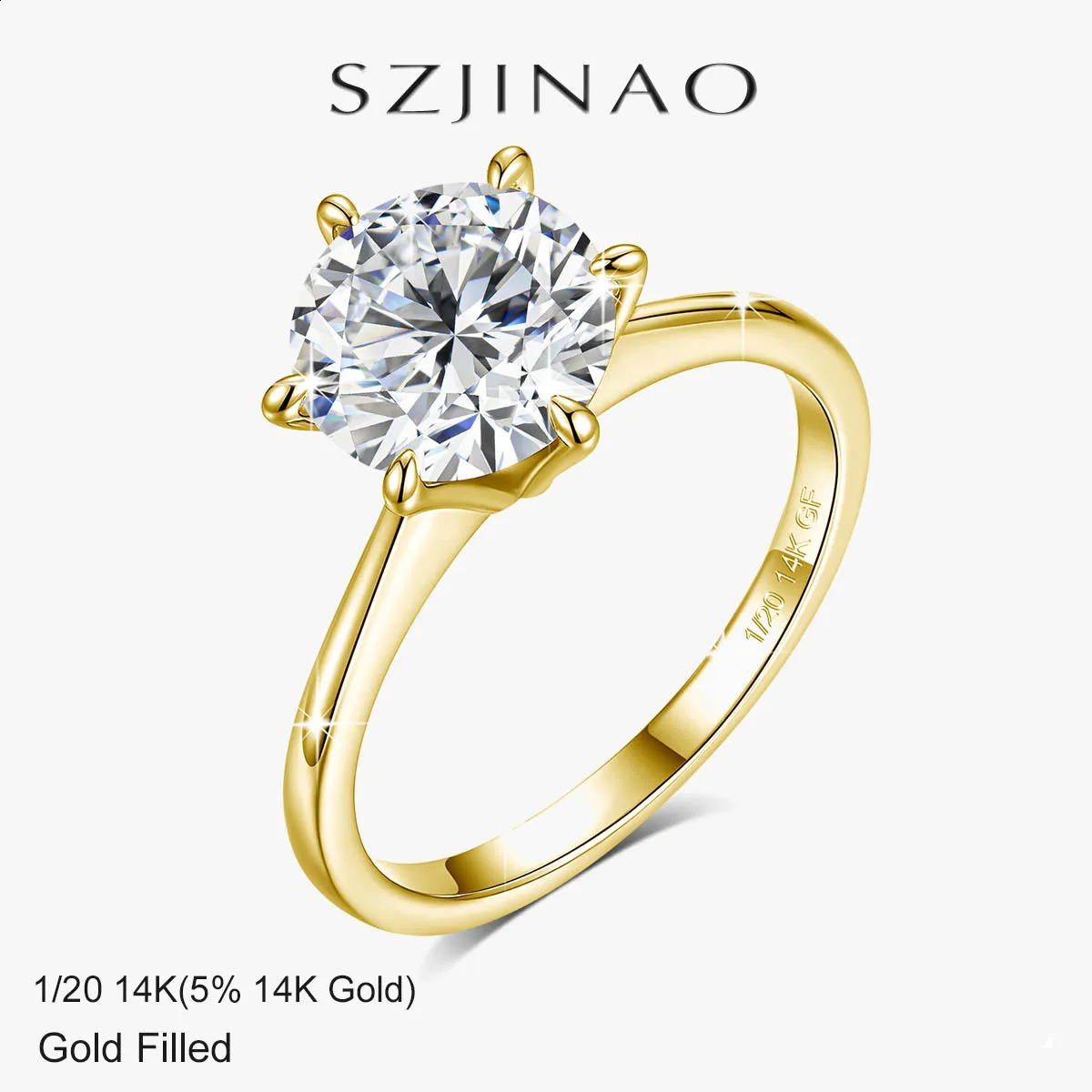 9mm 3CT GRA e Ring 14k Gold Filled Classic Six Claws Bands Wear-resistant for Women Man Engagement Wedding Jewelry 260915