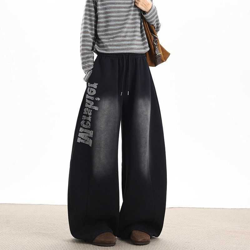 Print Pattern Hip-hop Men's Pants Young s Spring Wide Leg Straight Sweatpants Male Personality High Waist Trousers D260916