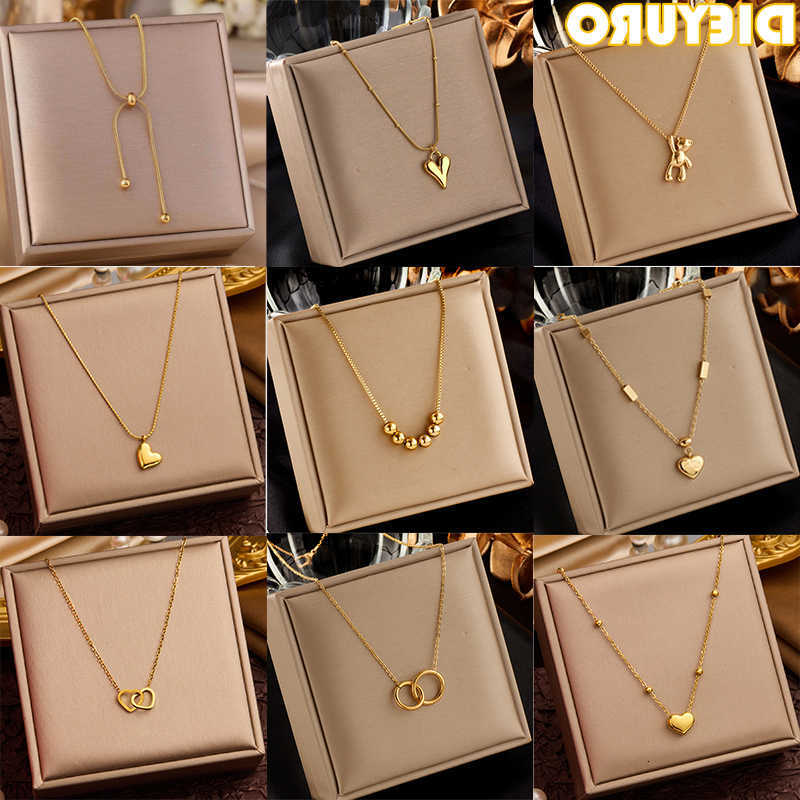 316L Stainless DIEYURO Steel Simple Heart Love Circular Tassel Necklace Lady Trend Fashion Clavicle Chain Jewelry Glamorous GiftT260916