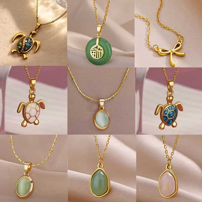 Starfish Sea Colorful Turtle Necklace For Women Gold Color Stainless Steel Turtle Necklace Wedding Christmas Boho Jewelry GiftT260916