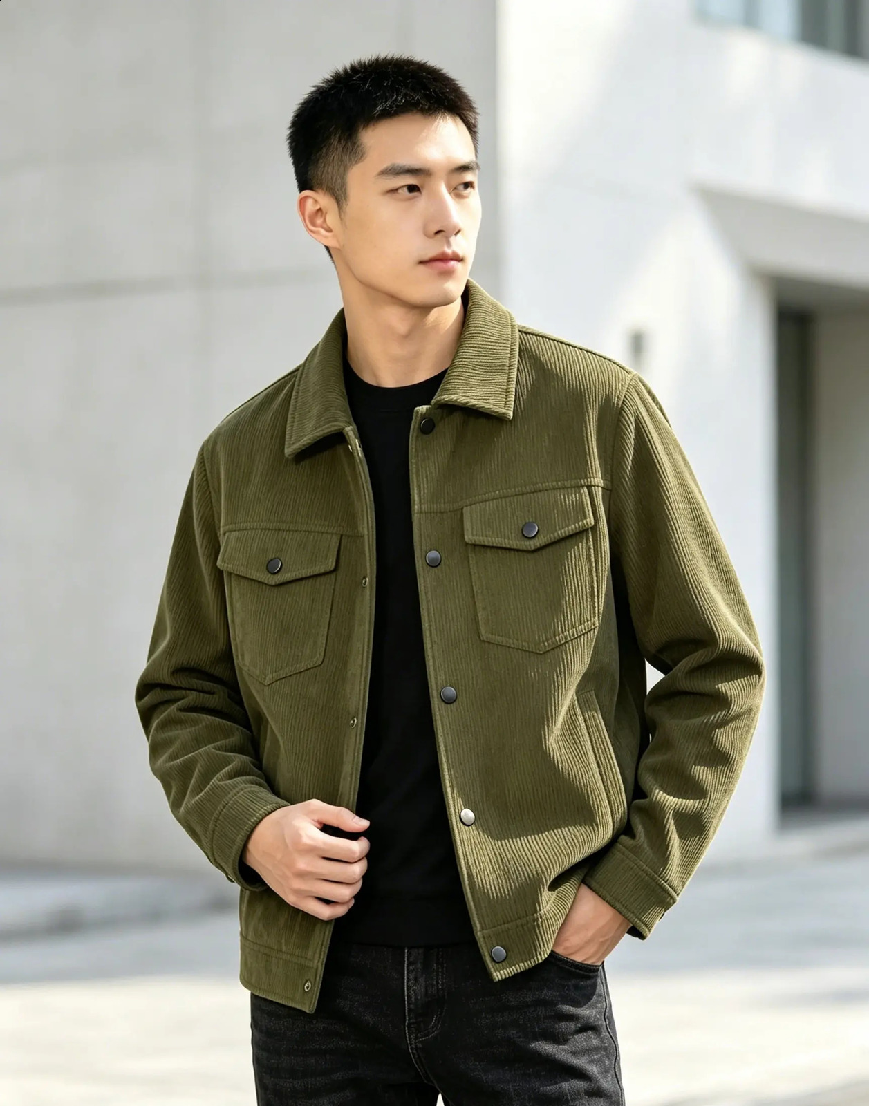 Men's Casual Jacket Spring Autumn Pure Color Buttoned Collar Pocket Leisurely Wear 2025 Fashion Trend 260916