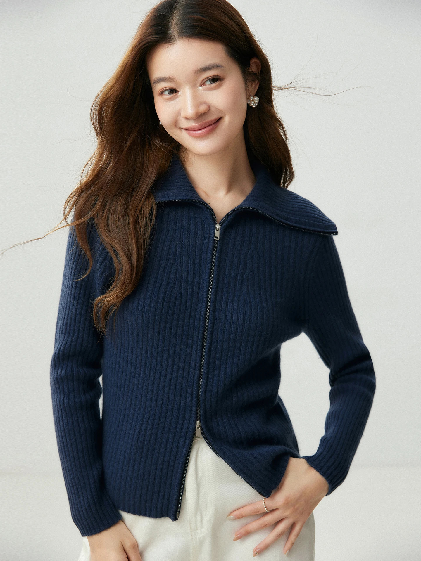 MockNeck Cardigan Knitwear Autumn Winter Woman 100 Cashmere Ribbed Cuffs Loose Soft Casual Knit Outerwear Warm Jacket Top 260915