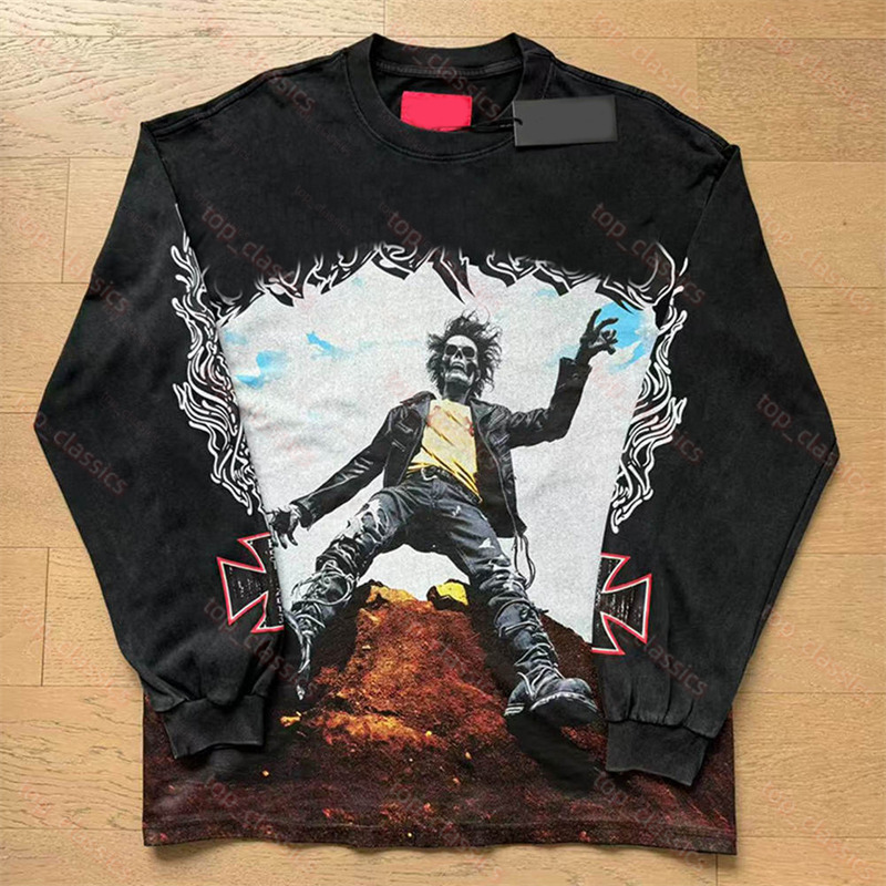 Godlys Speedlys Shirt Long Sleeve Mens High Street Hip Hop Punk Y2k Shirt For Womens Designer Gods Peed Baggy Shirts Harajuku Skull Print Brand Hood