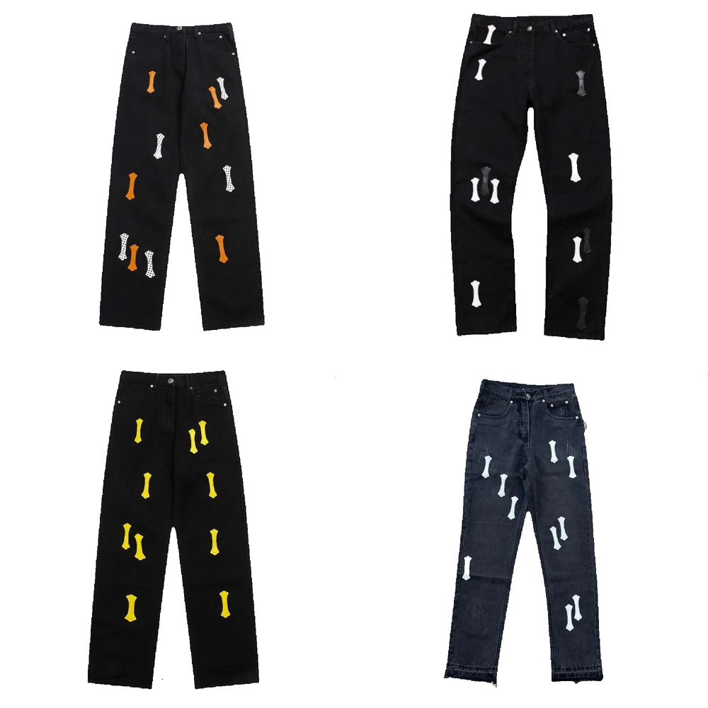 Chrome Jeans Designer Denim Pants Cross Embroidery Pattern Tight Jeans Trend Brand Hoodie Leggings High Quality Women Fashion Hip Hop Casual Street