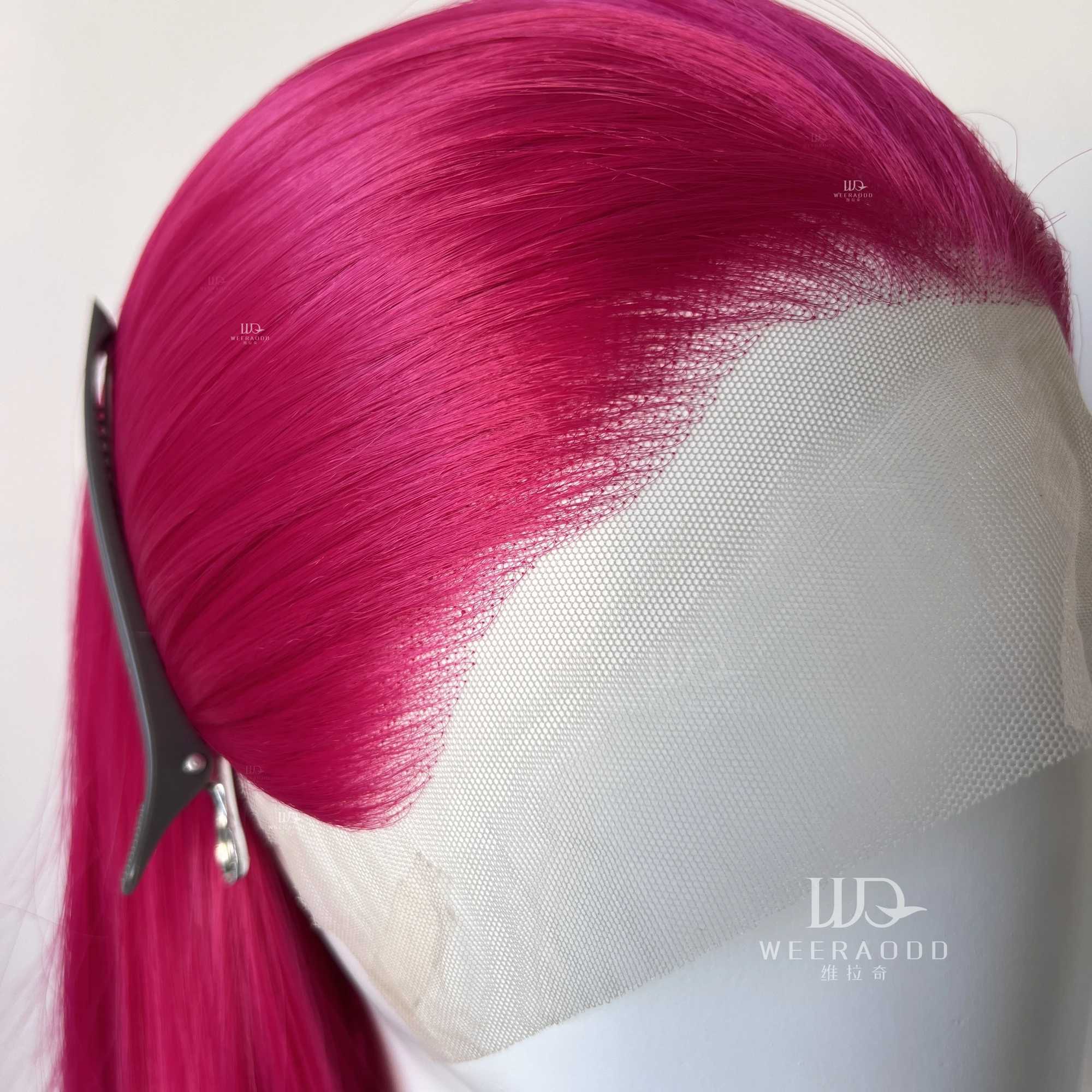Mira Hot Pink Lace Front Wig Cosplay Wig 26inch Long Straight Hair Wig 13*4 Lace Frontal Anime Cosplay High Quality Fibers M260915