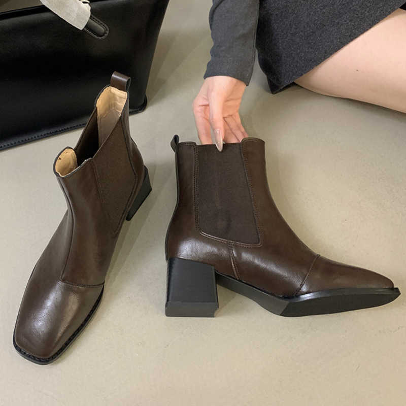 Autumn Spring Aneikeh fashion 2026 Stretch Fabric Women Ankle Boots Punk Style Square Toe Low Heels Shoes Botas Para Mujer D260916