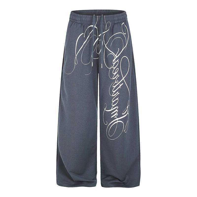 IEFB Men's American Hiphop Letter Print Straight Leg Sweatpants Loose Street Style Design Casual Slim Fit Sports Trousers 9X4197 D260916