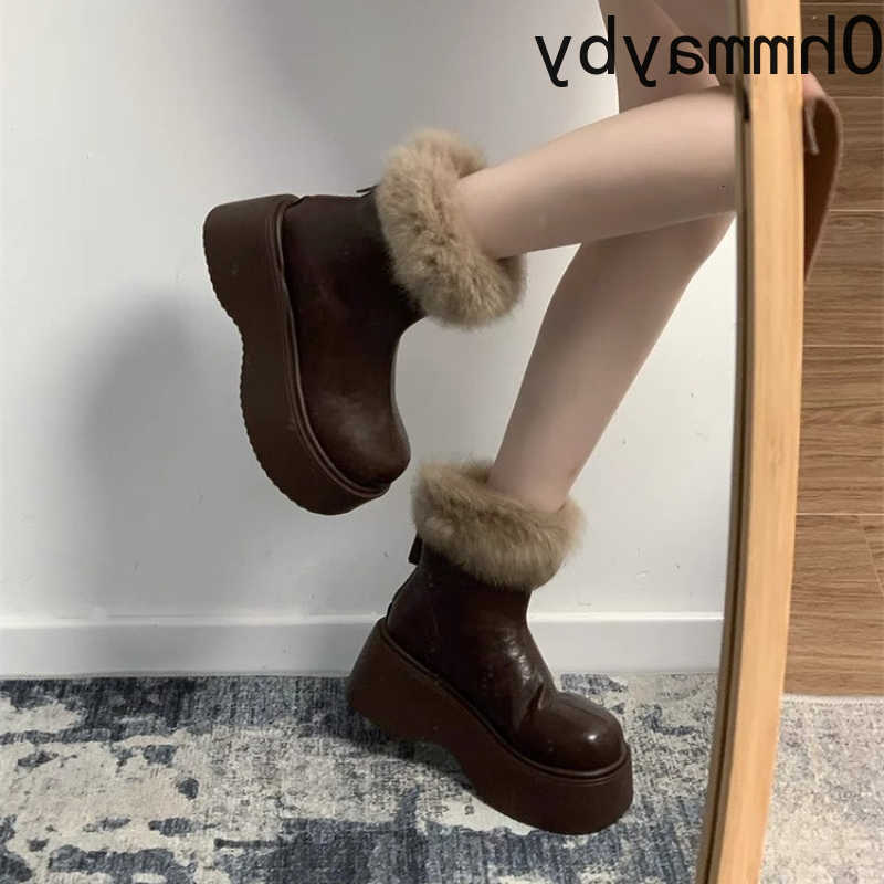Increase Winter Platform Women Height Warm Snow Boots fashion Non Slip Dress Shoes Street Style Fleece Lined Short Botas Mujer D260916