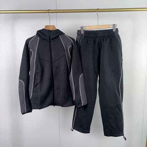 26SS Spring and Autumn New Men's Set, Air Layer Cotton Knitted Hoodie with Zipper, Sports Casual Top and Pants