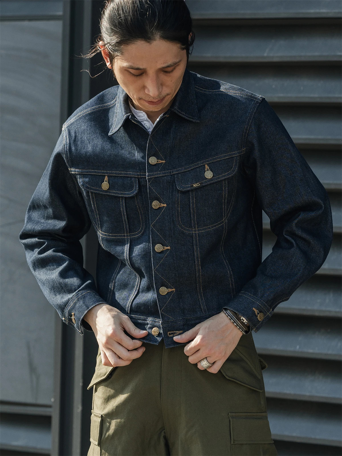 Non Stock 13.5oz Sanforized Denim Jacket Cropped Fit 1970s Vintage Cowboy Rider Jean Outerwear 260916