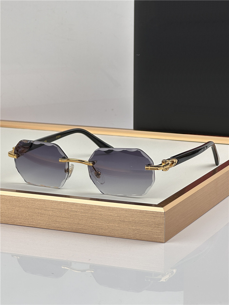 New fashion design square sunglasses 0045 rimless cut lens acetate temples simple and popular style high-end outdoor UV400 protection eyewear