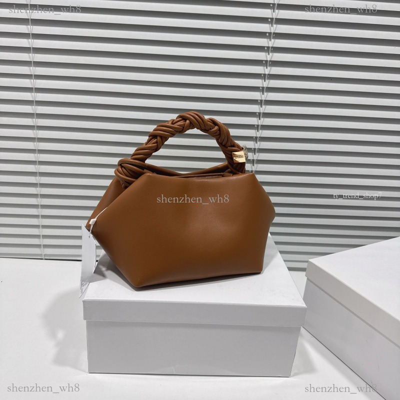 Denmark Nordic style Small Bou Bag in Grained Brown ganniibags Women's Bag 2025 New French Tofu Bag Hexagonal Suede Shoulder Crossbody Bag High