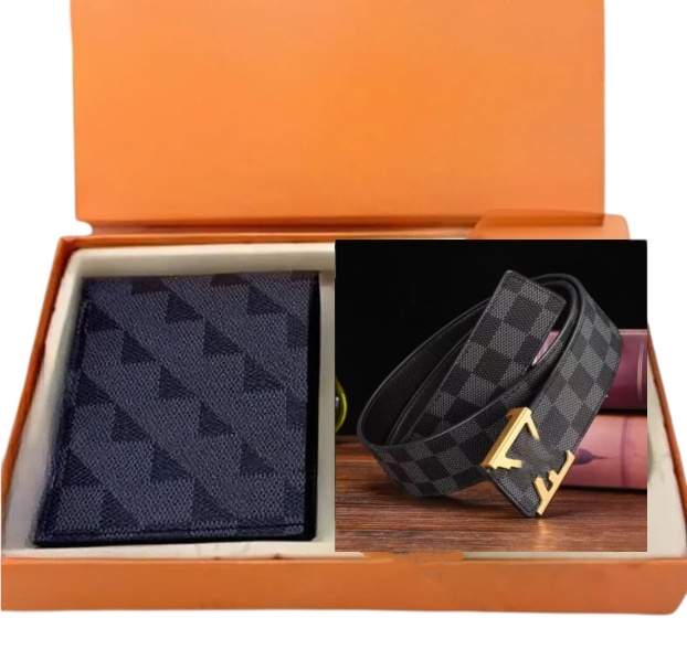 Luxury Belts Desginer Men Belt Ceinture Wallet Gift Set - Business Versatile Pu Leather Waistband Short Wallets Two-In-One Size105cm-125cm Gift Dust