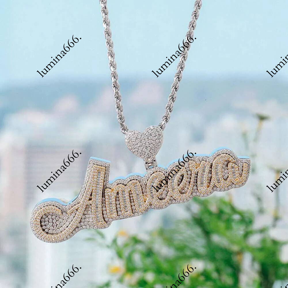 Necklaces necklace chain Custom Pendant Pass moissanite Diamond Tester Hip Hop 925 Sterling Silver Name Iced Out Chain Letter