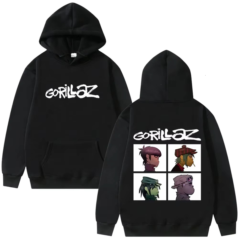 The Gorillaz Rock Band's Fashion Album Features Pattern Prints on Men's Hoodies Sweatshirts Hip-hop Alternative Retro Pullovers J260916