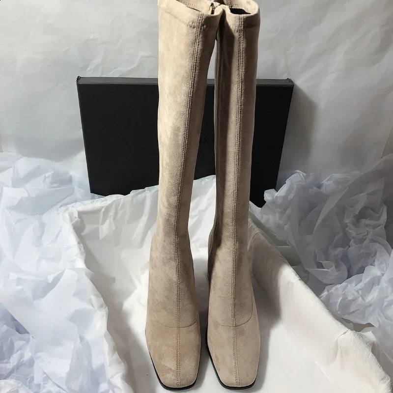 Womens Fashion Suede Casual High Boots ner Quality Thick Heel Midcalf Plus Size 260917