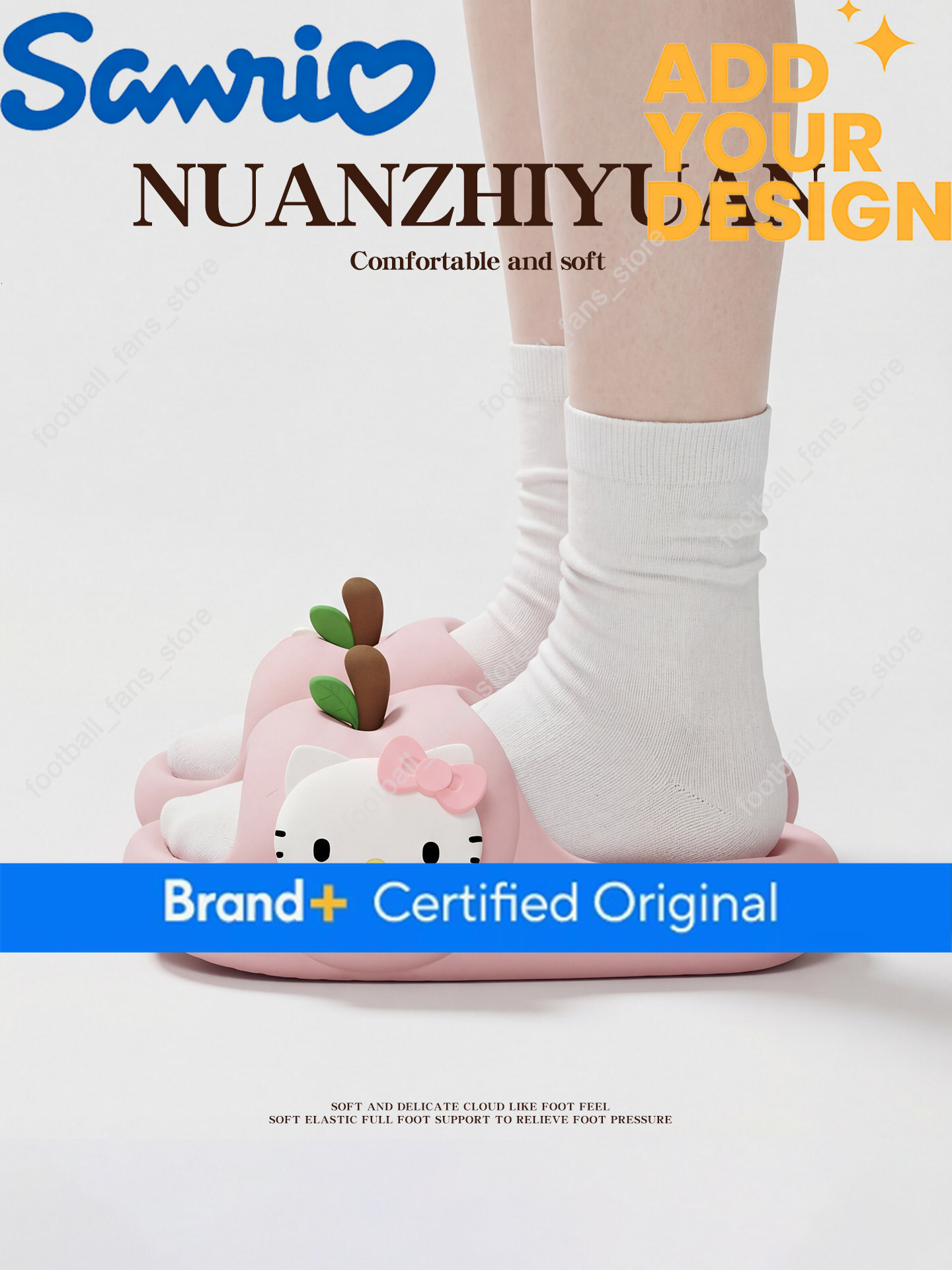 Nuanzhiyuan Sanrio Co-Branded Hellokitty Women, Summer 2026 New Model, Apple Sandals for Home Use