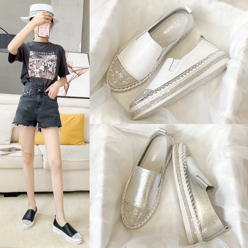 Women's White Slip On Loafers Maternity Flat Shoes Chunky Sole Non-Slip Easy On dh1103699101 Comfortable Walking Shoes