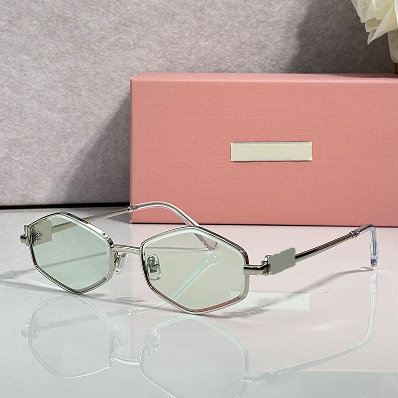 Fashion Designer Summer Womens Sunglasses MU504ZS Metal Letter Logo Light Green Lens Polygonal Womens sunglasses Beach Travel Vacation Style UV400 w