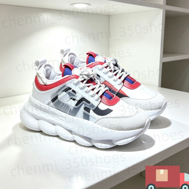 Casual Designer Chain Reaction sneakers women men shoes Rubber Suede Triple Black White Bluette Brown Orange Blue platform sneaker mens trainers c1
