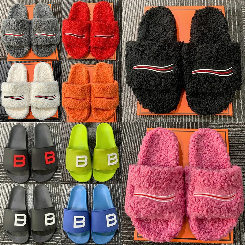 free shipping designer slippers fur slides sandals luxury comfortable fuzzy flip flop women mens comfortable daily leather beach pink sandal pool be