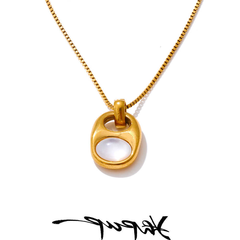 Fashion Stainless Yhpup Steel Shell Stone Geometric Casting Pendant Chic Necklace 2025 High Quality Arrivals Jewelry for WomenT260916