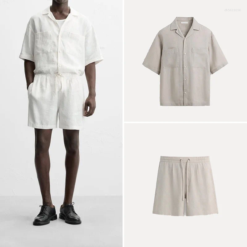 Men's Casual Ort Sve Irt Spring Faion Set With Dstring Orts Summer Breathable Comfortable Cotton