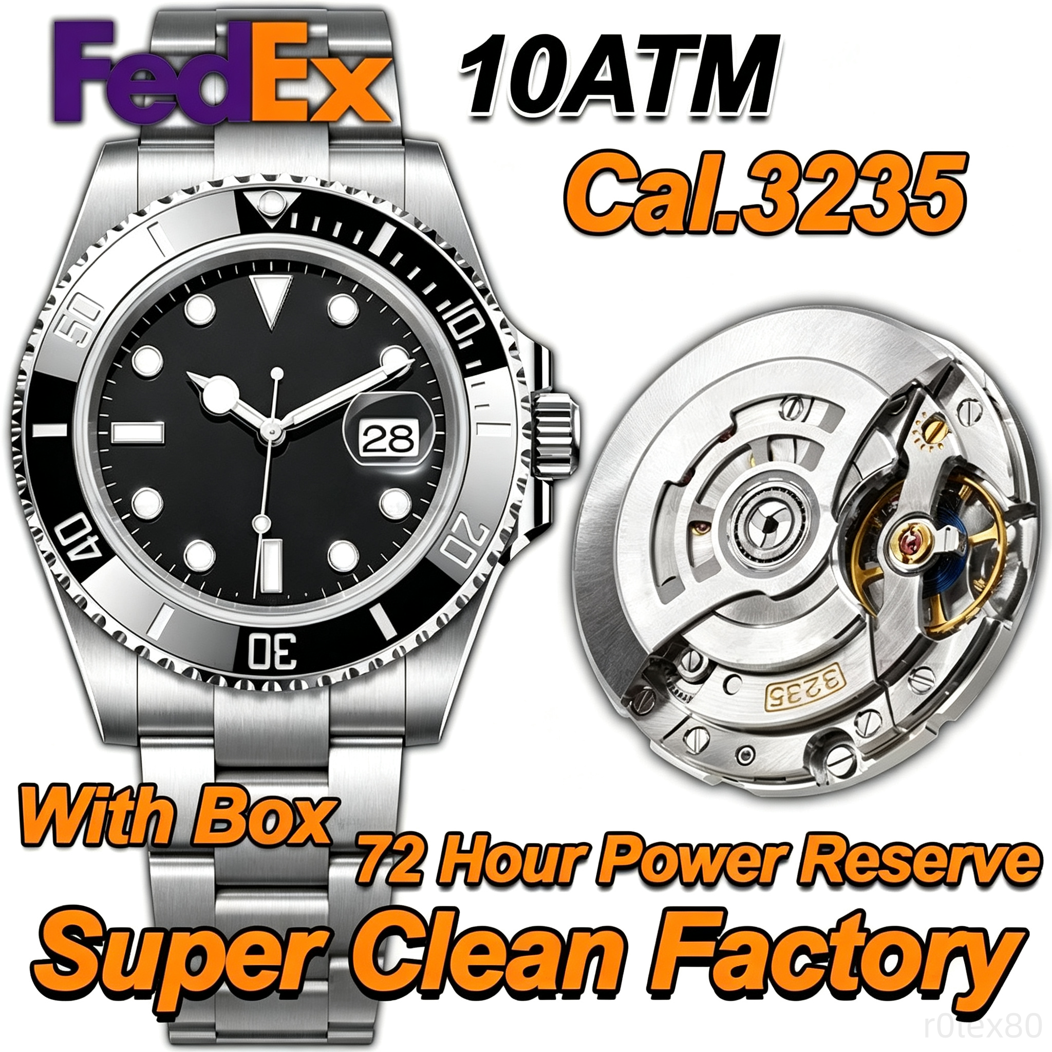 CLEAN 40mm Superclone 3135 Automatic Designer Mens Watch With Box nical Ceramic bezel Stainless Steel Luminous Waterproof Diving High Quality clean