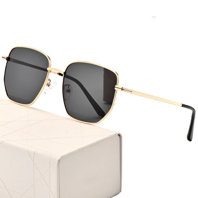 Alloy frame designer sunglasses, large frame design, top quality UV radiation protection, luxury sunglasses, fashion sunglasses, women's and