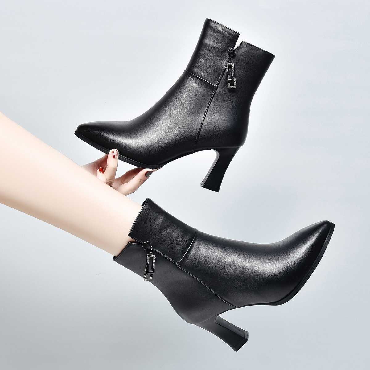 2025 Short boots for women new leather lace up boots mid tube cotton shoes women's short boots D260916